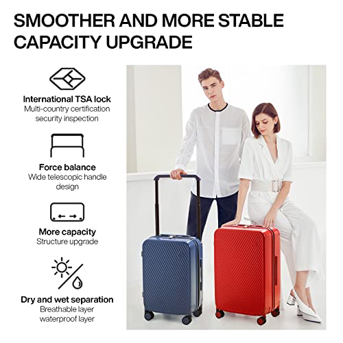 Mixi Luggage Suitcases With Spinner Wheels,Upgrade Wide Handle Pc Hardshell Rolling Travel Suitcase With Tsa Lock, Checked-Medium 24-Inch, Sapphire Blue #TOP1