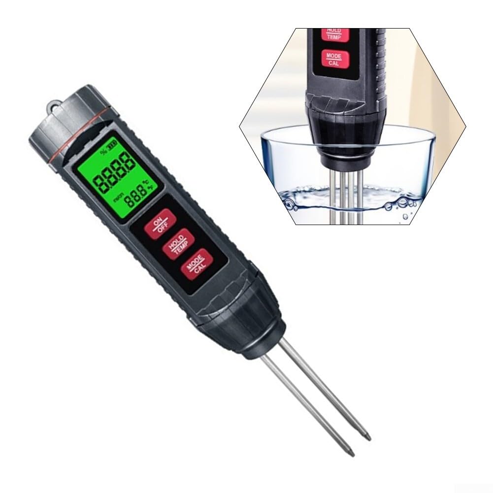Probador digital de suelo 3 en 1, sensor higrómetro que mide la conductividad de la humedad, herramienta de jardín de fácil lectura para plantas en maceta, lechos de verduras, sonda de 60 mm