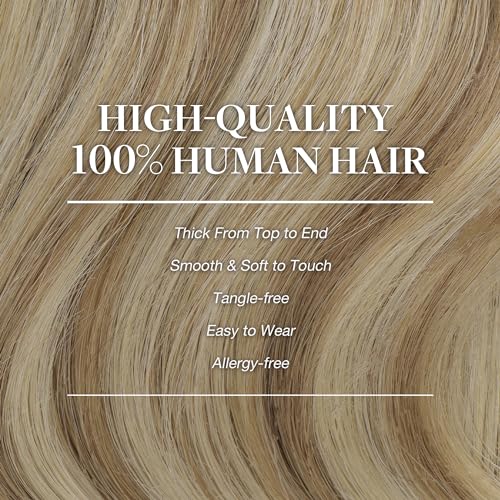 Image of GOO GOO Clip in Hair Extensions Real Human Hair, Remy Human Hair Extensions Clip ins for Women, Natural Human Hair, 22inch 120g 7Pcs, 8A /22 Medium Brown Highlighted Golden Blonde