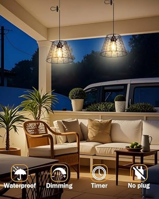 Battery-Operated Chandelier Hanging-Pendant-Lights with Trumpet Shades Copper Wire