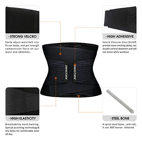 Divastory Women Waist Trainer Cincher Belt: Fitness Back Support Body Shaper For Belly Workout Band Black #TOP2