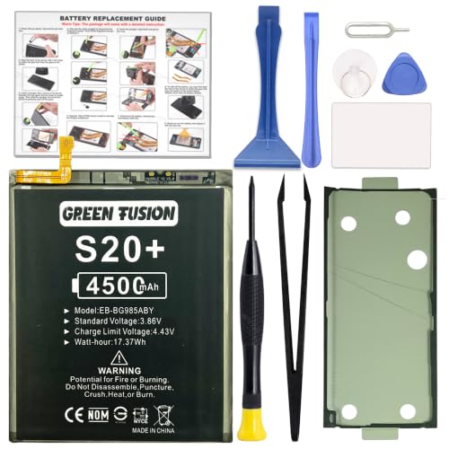 Image of GREEN FUSION Compatible with Galaxy S20 Plus Battery Replacement, EB-BG985ABY New 0 Cycle Battery for Samsung Galaxy S20 Plus 5G G986U /U1 /F /B /W G985F with Installation Instruction & Repair Toolkit