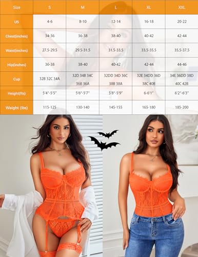 Image of Avidlove Lingerie for Women Lace Corset and Panty Outfits Garter Lingerie Sets S-XXL