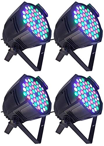 roccer Faro Strobe RGB DJ Foco Bombilla 54 LED de 3 W la un Total 162 W Colores Efecto Sensor de luz Sonido Mic Control DMX programmierbarpartei Indicadores 4 Unidades