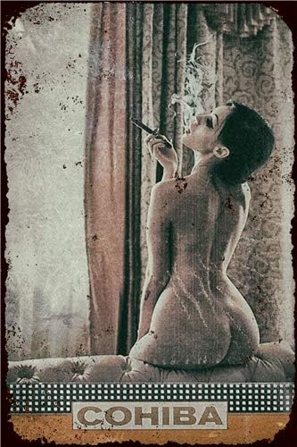 Vintage Metal Tin Sign Cohiba Smoking Girl Cigar for Home Bar Pub Kitchen Garage Restaurant Wall Deocr Plaque Signs 12x8inch
