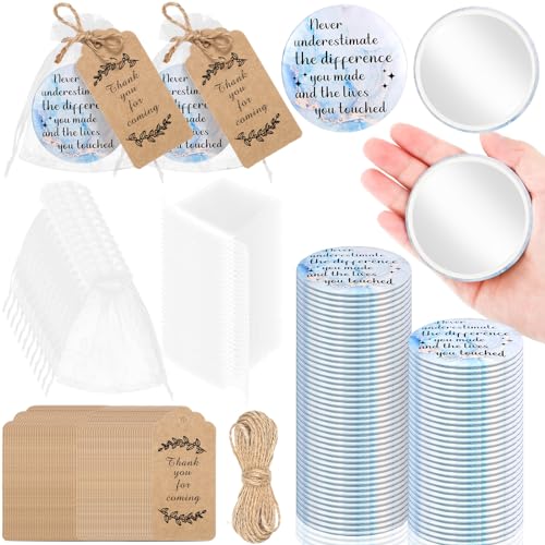 Tradder Gold and Blue 50 Sets 2.76" Inspirational Compact Mirrors Bulk