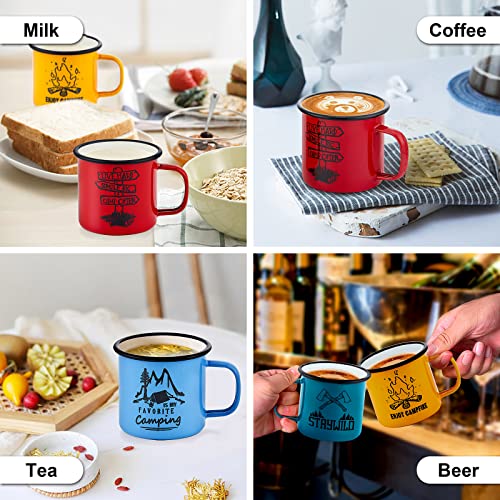 Lianyu Enamel Camping Mug Set Of 4, 16 Ounce Coffee Tea Mugs Set, Vintage Mug Drinking Cup Set For Outdoor And Indoor, Portable & Easy Clean, Colorful #TOP2