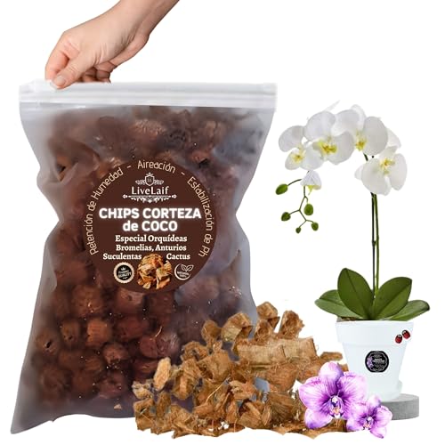 LiveLaif®- Chips Corteza de Coco | Coco Chips sin Fibra Ideal para Mezclar en Sustrato Orquideas, Suculentas, Cactus | Aireación y retención Humedad | Sustrato de Coco para Plantas (Chips de Coco 2L)