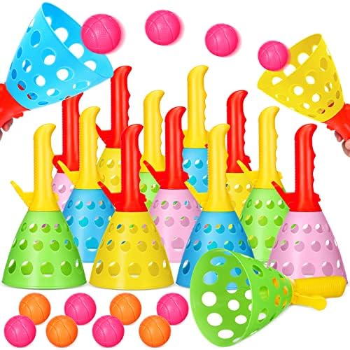 30 Pcs Launch and Catch Ball Game with 12 Catch Launcher Baskets and 18 Balls Outdoor Indoor Games Activities for Kids Birthday Party Favors Gifts Beach Sport 6 7 8 10 12+ Years Old Kids and Adults