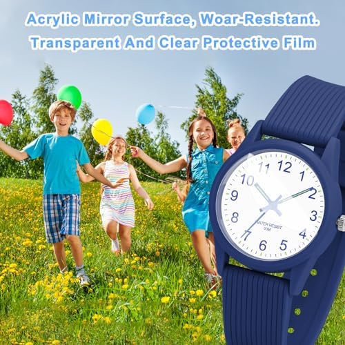 Image of Kids Analog Watch for Boys Girls, Dinosaur Unicorn Learn to Tell Time Watch with Night Light, Waterproof, Military Time, Soft Band Watches for Ages 4-12 Great Birthday Gift