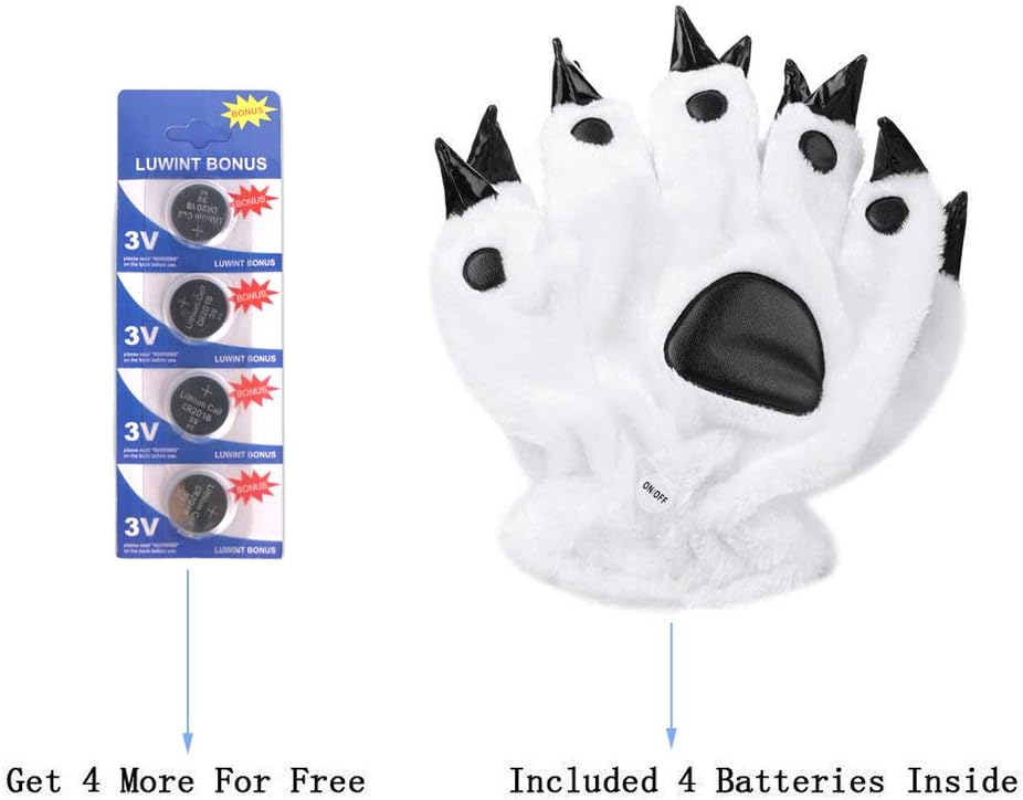 LED Finger Flashing Bear Paw Gloves - Luwint Novelty Lights Up Glow Blink Show Prop Toy for Werewolf Cat Monster Costume : Clothing, Shoes & Jewelry