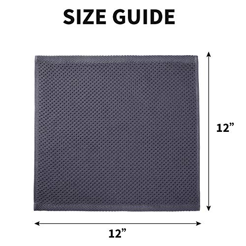 Homaxy 100% Cotton Waffle Weave Kitchen Dish Cloths, Ultra Soft Absorbent Quick Drying Dish Towels, 12x12 Inches, 6-Pack, Dark Grey