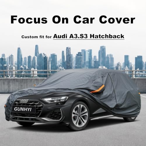 Image of GUNHYI Premium Car Cover Custom Fit Audi A3 /S3 Hatchback, 16 Layers Heavy Duty Car Cover Waterproof All Weather with Zipper Door for Sun Rain Snow Dust Uv Protection