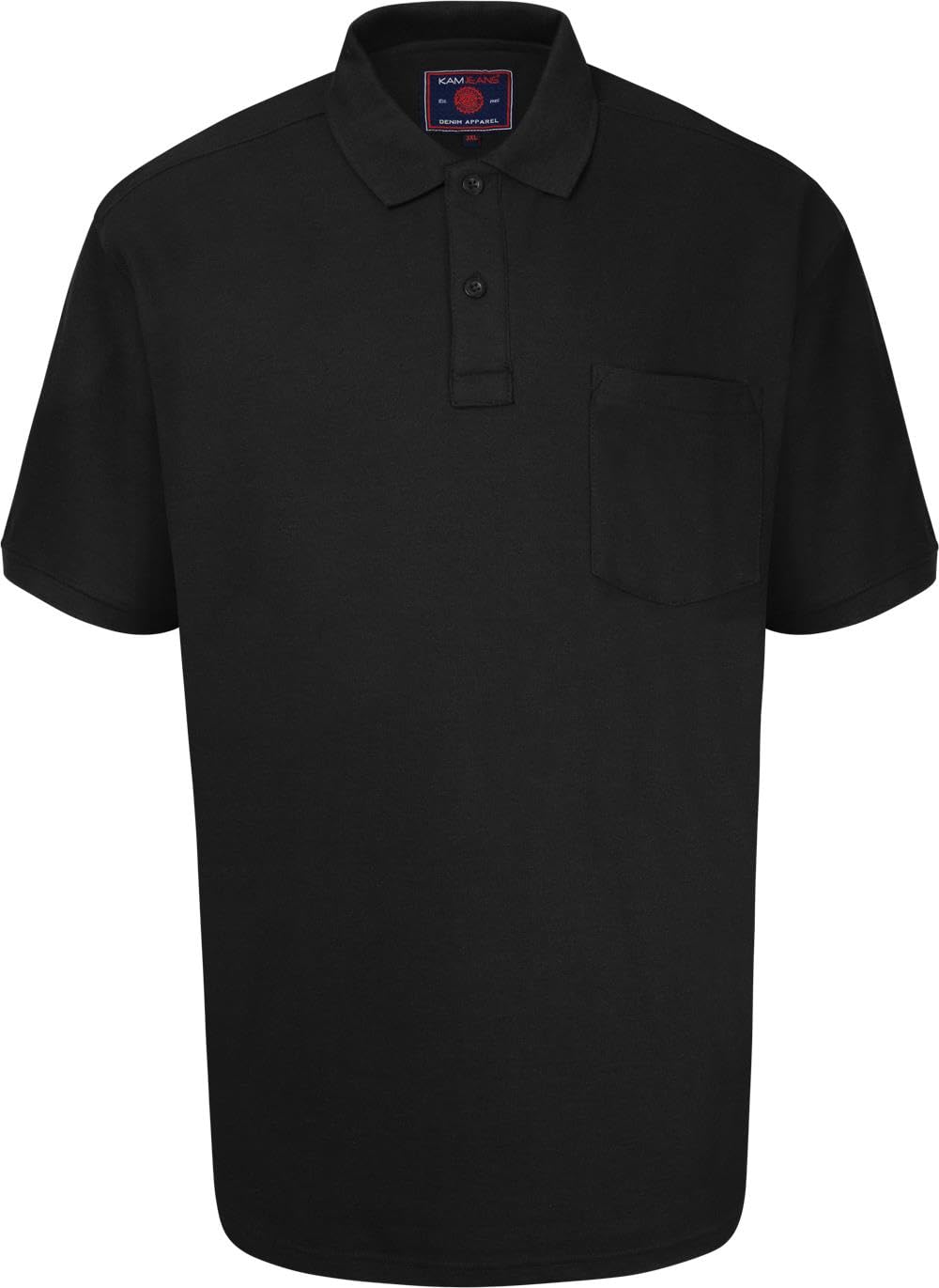 Kam Men's Black Jeanswear Plain Polo Shirt-3Xl