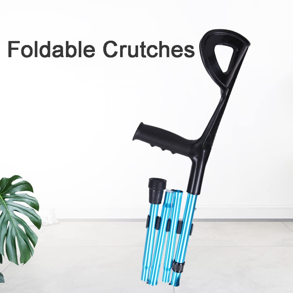 Muletas de Codo Plegables, Muletas de Antebrazo para Adultos, Muletas de Aluminio de Altura Ajustable, Puño Abierto, Altura Aplicable: 140~180cm, 1 Par