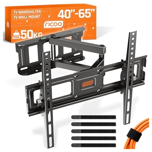 RICOO S6144 TV-väggfaste för många tv-apparater från 32-55 tum (81-140cm) upp till 50 kg och VESA 200x200-400x400, TV-hållare är vridbar och lutbar