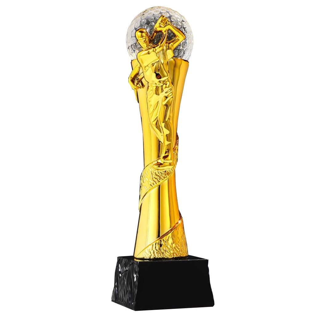 Trofeos, medallas y premios Trofeos del Campeonato de la Serie Deportiva Baloncesto fútbol bádminton Tenis de Mesa Voleibol Torneo Premio Trofeo Trofeo de Letras Creativas (Color : Gold, S : Golf)