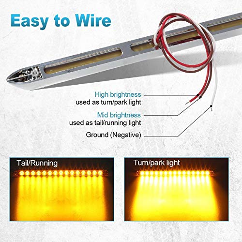 Image of Partsam 2Pcs 12 inch Amber Led LED Trailer Light Bar 15-2835-SMD Clear Lens with Chrome Bezel Sealed Thin LED Turn Signal Marker Identification Light Bar for Trucks Trailers RV Surface Mount