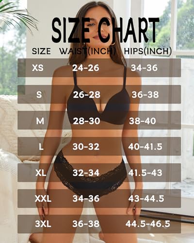 Image of Sth Big Womens Cotton Underwear Sexy Lace Brazilian Panties Soft Breathable Cotton Bikini for Ladies 6 Pack
