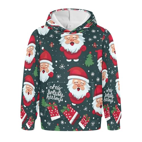 Kids Hoodies Sweaters Christmas Santa Claus Hooded Sweatshirts with Big Pockets for Boys Girls B0400029