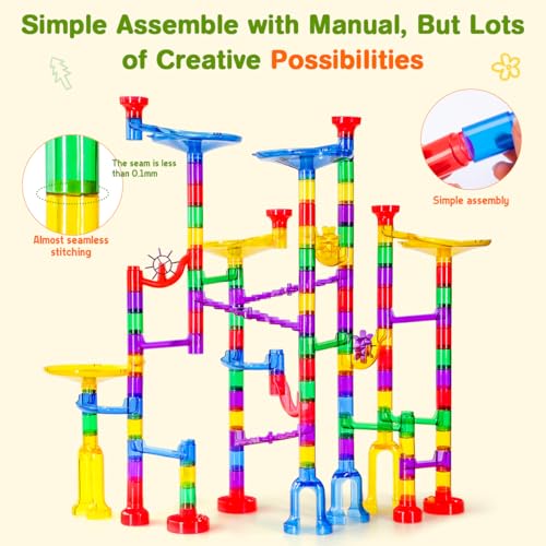 image for Meland Marble Run - 132Pcs Marble Maze Game Building Toy for Kid, Marb