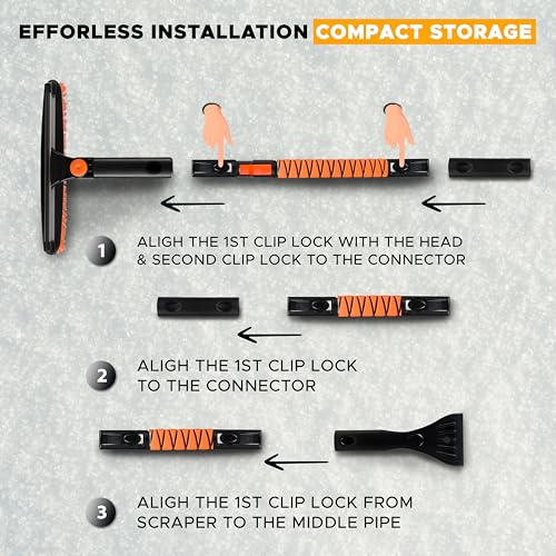 Image of EcoNour 47 inch Extendable Snow Brush and Ice Scraper Pivoting Squeegee | Aluminum Handle | Telescopic Snow Brush for Car and SUV Windshield with 270 , Roof & Windows Winter Car Accessories