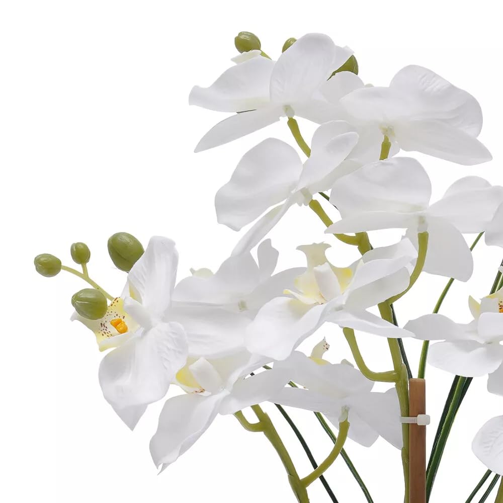 Orchidée artificielle en pot, fleurs artificielles, orchidées Phalaenopsis plante avec pot, orchidée artificielle blanche, pour salon table à manger véranda table à thé 36 x 39 cm