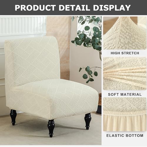 Image of Eco-Ancheng Armless Chair Slipcover Removable Armless Accent Chairs Covers Washable Armless Slipper Chair Slipcover Printed Armless Chair Furniture Protector Covers for Living Dining Room Hotel