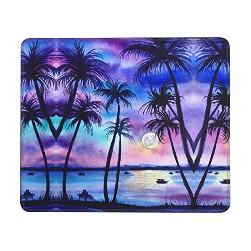 Tapis de souris imperméable motif palmier bords cousus pour ordinateurs pc