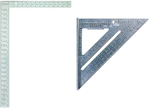 IRWIN Cuadrado para enmarcar herramientas, aluminio, 16 x 24 pulgadas (1794448), plateado y Swanson Tool Co S0101 7 pulgadas Speed Square, azul