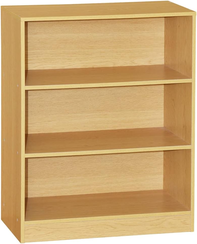 Vida Designs Cambridge 3 Tier Low Bookcase, Oak Wooden Shelving Display Storage Unit Office