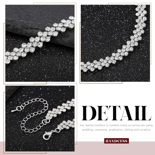 Handcess Braut Hochzeit Strass Halskette Silber Glitzernde Kristall Ketten Brautkette Schmuck für Frauen