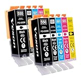 Contenu de l'emballage : 10 cartouches d'encre 550 551 XL contenant 2 photos PGI-550 noir (25 ml chacune), 2 CLI-551XL noir (13 ml chacune), 2 CLI-551XL cyan (13 ml chacune), 2 CLI-551XL magenta (13 ml chacune), 2 cartouches CLI-551XL jaune (13 ml chacune). Compatible avec Canon Pixma IXX. Cartouches 6850 (non originales).