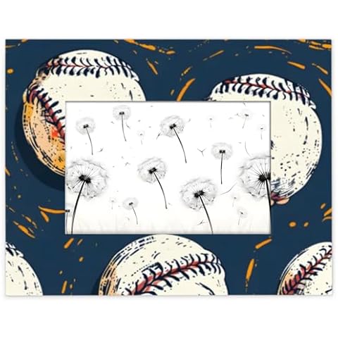 Mardesigns Sports Baseball5x7 Picture Frame, Display Pictures 5x7 or 4x6 Photo Frame, Horizontal and Vertical Wall Mount or Table Top Home Decor Retro Wood Photo Frame Cover