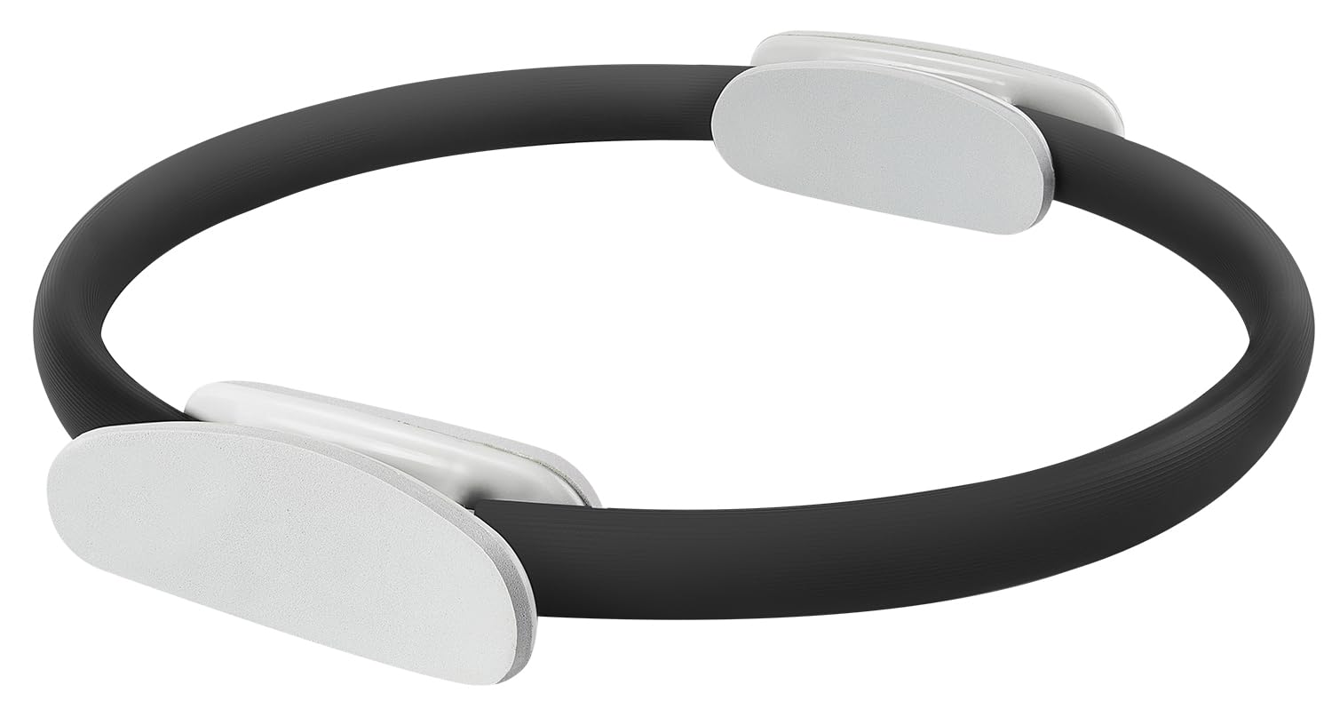 Pilates Ring 15 Inch Magic Circle Pilates Rings with Dual Padded Handles, Pilates Circle for Yoga, Strength, Flexibility, Body Toning, Pilates Fitness Equipment for Home Gym Exercise Black