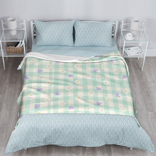 Jeté de lit vert menthe à carreaux pour vos soirées cocooning - 6