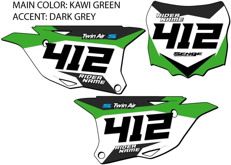 Miniatura 2 de Kit de gráficos Senge de placas de matrícula MX personalizadas 2014-2021 KX 85 SG63 compatible con Kawasaki