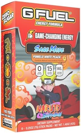 G Fuel Sage Mode Energy Powder Packets, Sugar Free, Clean Caffeine Focus Supplement, Water Mix, Pomelo Fruit + Peaches Flavor, Focus Amino, Vitamin + Antioxidants Blend - 6 Stick Pack, 0.25 oz