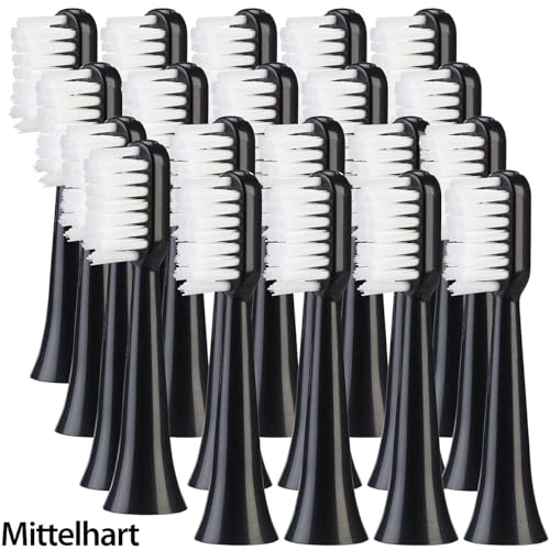 newgen medicals Zubehör zu Toothbrushs: 20er-Set Aufsteckbürsten für Akku-Schallzahnbürste SZB-300, mittelhart (Reisezahnbürste, Zahnbürste) – Bild 3