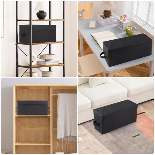 Image of UENTIP DVD Storage Boxes-Pack of 2 DVD CD Case Storage, For Car Home Travel | DVD Holder, 17.25 inchx6.25 inchx8 inch, Foldable Container with Lid, Holds 40 Full Jewel Case DVDs, 80 Slim Case DVDs, 200 Sleeved Discs