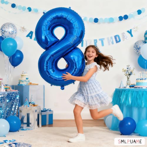 Image of 40 Inch Blue Number 6 Balloon, 6th Birthday Decoration Boys Girls