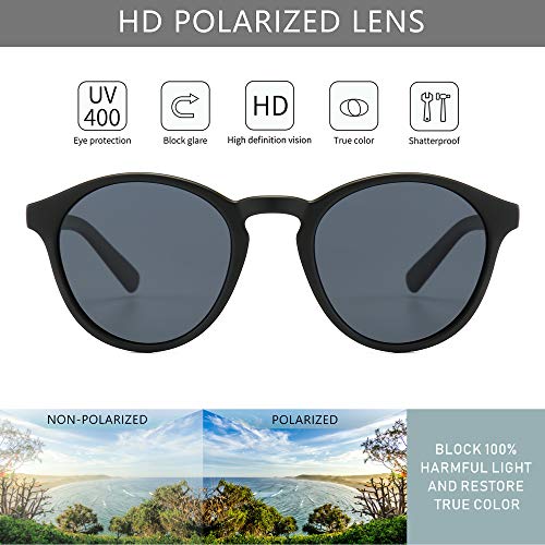 Image of SUNGAIT Classic Round Polarized Sunglasses Retro Vintage Style UV400