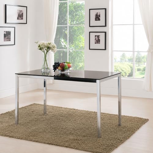 Kings Brand Furniture - Rectangle Modern Dining Table with Glass top, Chrome Base
