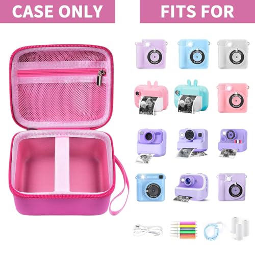 Kids Instant Print Camera Case Compatible with ESOXOFFORE for Dylanto for DUDUDRAGON for GKTZ for ETIKEZ for Dafotil for Careenoah for Aasonida Digital Video Prints Paper Bag (Box Only) Rose Red