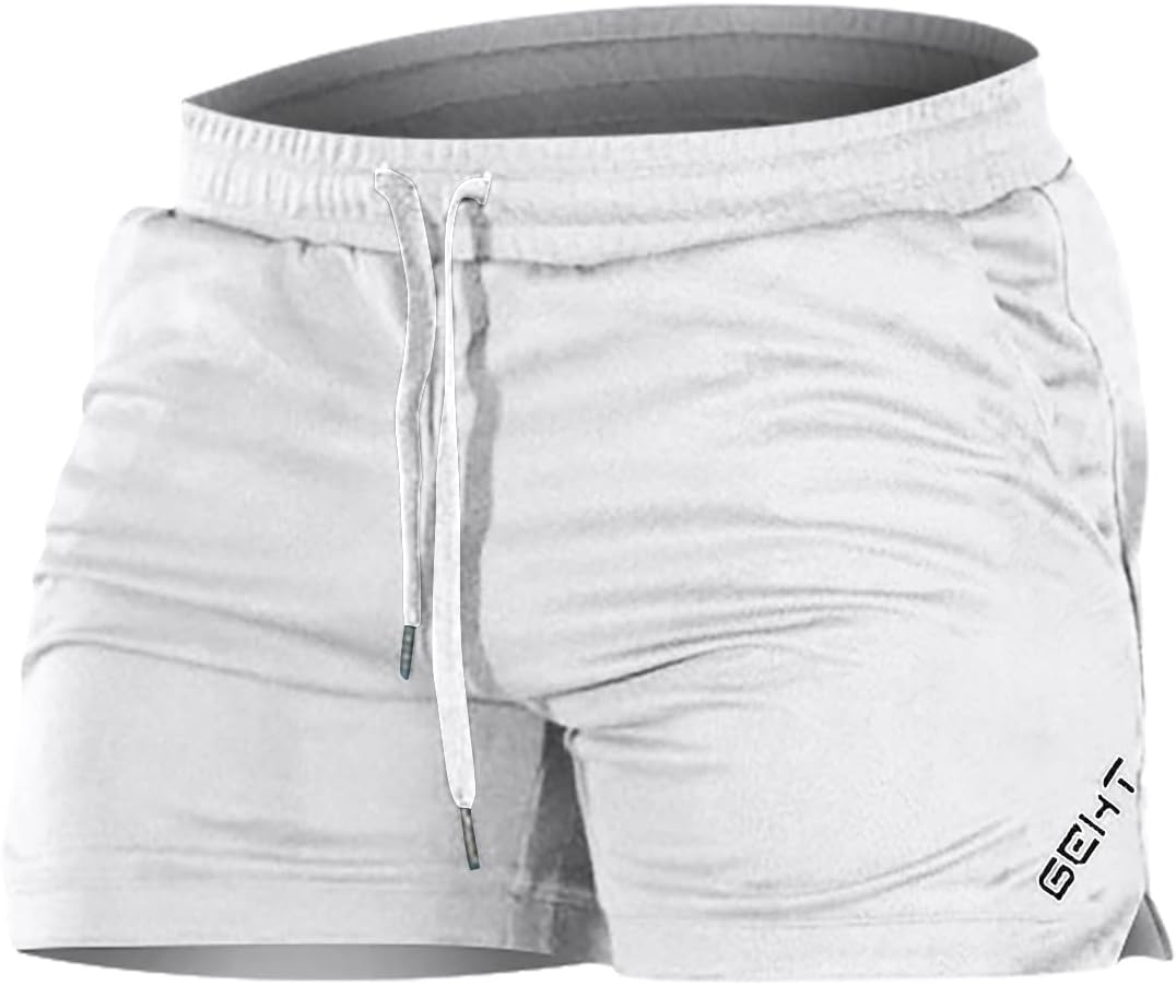 WENKOMG1 Men's 5 Inch Athletic Bottoms Solid Color Fast Dry Drawstring Bottoms Jogging Shorts