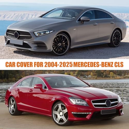 Image of Waterproof Car Covers Replace for 2004-2025 Mercedes Benz CLS, 6 Layers Silver All Weather Car Cover with Zipper Door & Windproof Bands for Snow Rain Dust Protection