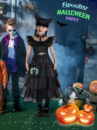 Vestido negro de disfraz para niñas 4-5 años miniatura 2