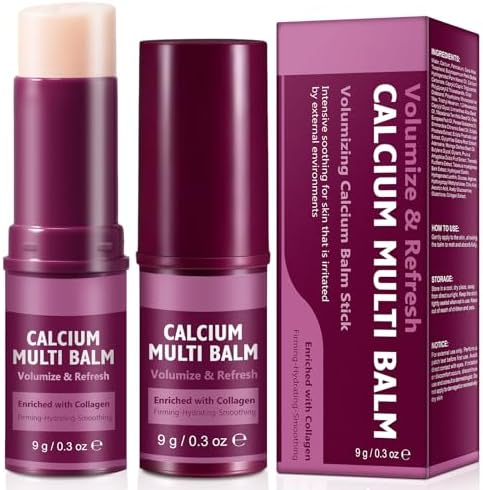 2PCS Calcium Multi Balm Stick, Calcium Volume Multi Balm Stick, Firming,Hydrating & Smoothing Collagen Moisturing Stick for Eyes, Face & Neck