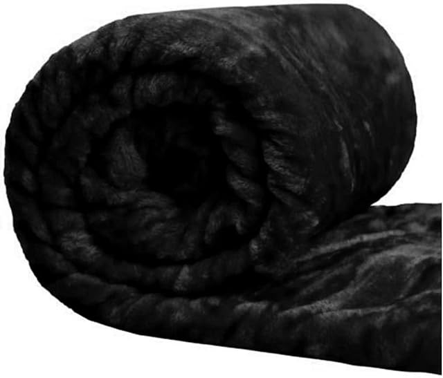 Sleep&Snuggle Soft Luxury Faux Fake Fur Mink Throw Sofa Bed Blanket - Double (150cm x 200cm) - Black