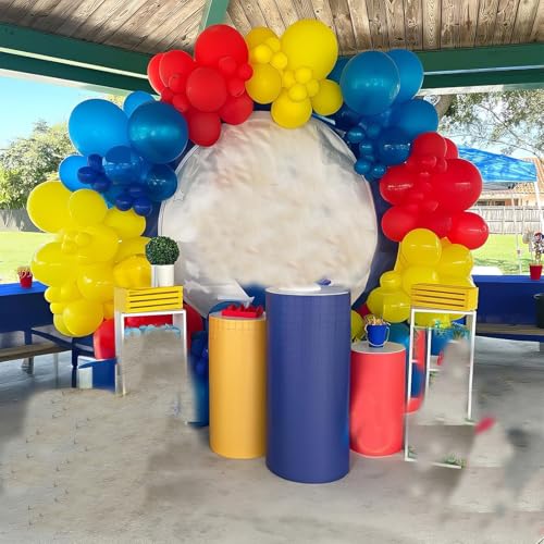 Image of HILAVO Red Yellow Blue Balloons Light Baby Royal Metallic Blue Red Yellow Primary Balloons with Colorful Confetti Latex Balloon for Carnival Circus Baby Shower Birthday Party Decor